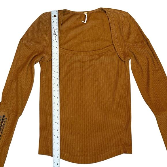 Free People Women’s Sz M Long Sleeve Studded Top A Little Unruly Square Neck - Picture 12 of 13